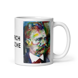 MUG - FRIEDRICH NIETZSCHE watercolor portrait - various sizes available! white glossy mugs cup cups of coffee breakfast print zarathustra