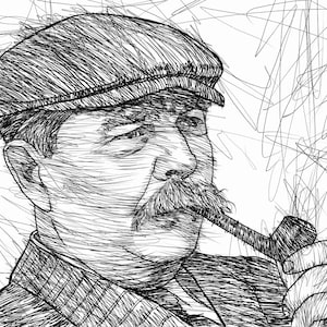 Arthur CONAN DOYLE ink portrait - POSTER - various sizes available! art print painting drawing writer author sherlock holmes detective