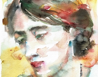 Retrato em aquarela de Virginia Woolf - PÔSTER - vários tamanhos disponíveis! Impressão artística, pintura e escritora