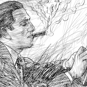 GEORGE GERSHWIN ink portrait - POSTER - various sizes available! art print painting drawing composer piano pianist rhapsody jazz
