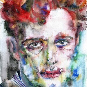DYLAN THOMAS watercolor portrait - POSTER - various sizes available! art print painting poet poetry