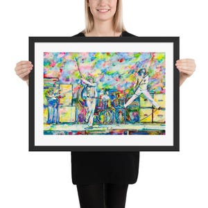 The WHO in CONCERT watercolor portrait - FRAMED poster - various sizes! print painting band live rock band entwistle townshend roger daltrey