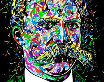 FRIEDRICH NIETZSCHE portrait - POSTER - various sizes available! art print zarathustra philosopher philosophy painting art