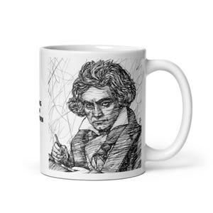 MUG - LUDWIG Van BEETHOVEN ink portrait - various sizes available! art white glossy mugs cup cups of coffee breakfast print composer