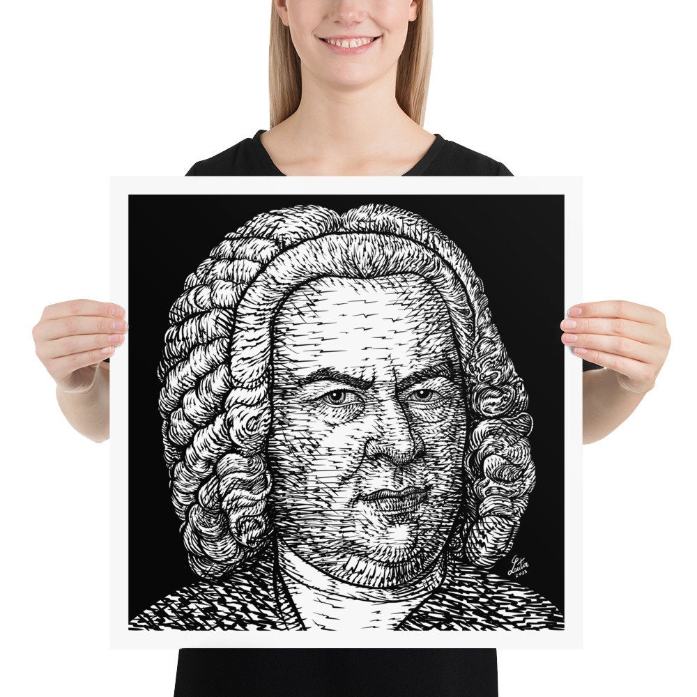 Johann SEBASTIAN BACH Ink Portrait - POSTER - Various Sizes Available ...