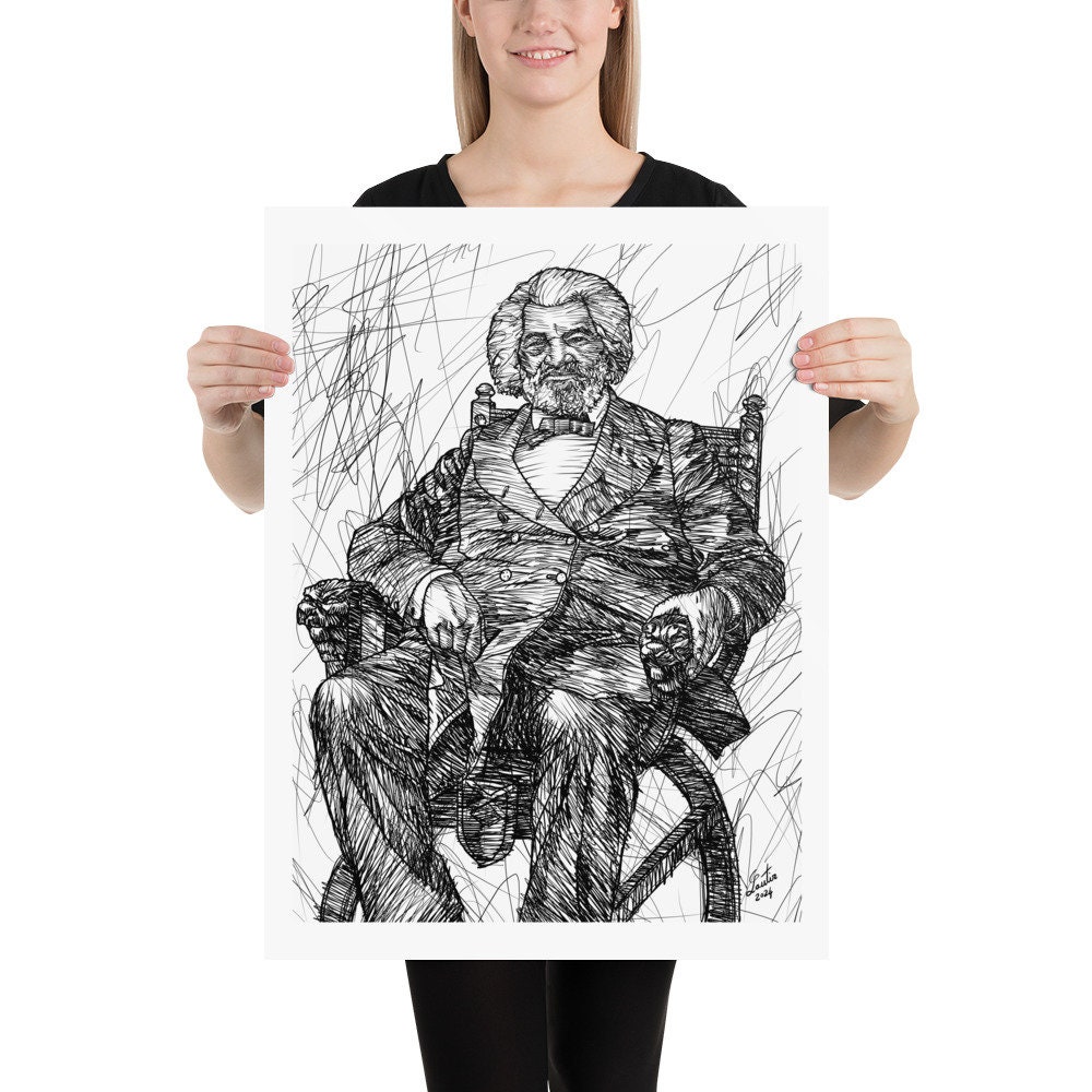 FREDERICK DOUGLASS Ink Portrait - Poster - Various Sizes Available! Art ...