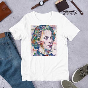UNISEX t-shirt - FREDERIC CHOPIN watercolor & ink portrait - tshirt t shirt t-shirts apparel shirts suit dress composer classical music