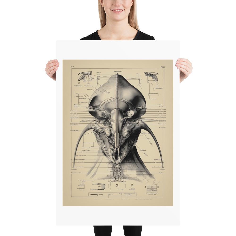 Detailed Alien Anatomy Diagram, Poster Print, Posters, Wall Art Decor ...