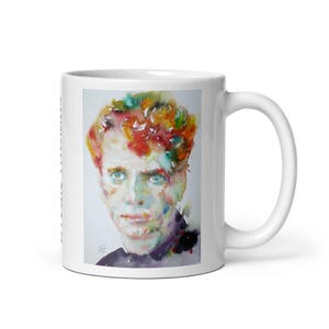 MUG - DYLAN THOMAS watercolor portrait - various sizes! white glossy breakfast mugs cup of coffee art print painting poet poetry