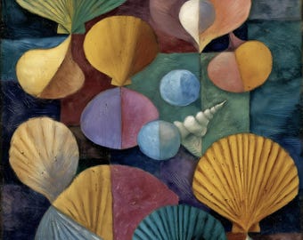 Abstrakte Muschel Muschel Art Print, Geometrisch Küsten Dekor (Digitaler Download)