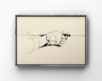Golf Grip Ink Sketch, Hand Wearing Glove Poster, Minimalist Golfing Technique Wall Decor, Black and White Sport Artwork, Digital Download