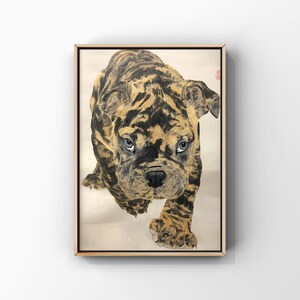 Bulldog Puppy Poster, Detailed Line Art, Japanese Wall Decor, dog gifts (Digital Download)