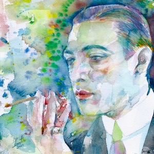 RUDOLPH VALENTINO watercolor portrait - poster - various sizes available!