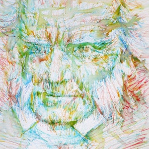 ARTHUR SCHOPENHAUER watercolor and ink portrait - POSTER - various sizes available! art print