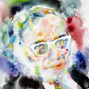 ISAAC ASIMOV watercolor portrait - POSTER - various sizes ! art print