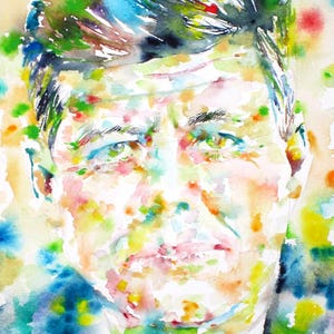 JOHN FITZGERALD KENNEDY Aquarell Portrait - Poster - verschiedene Größen! Kunstdruck Gemälde amerikanischer Präsident der Vereinigten Staaten von Amerika USA