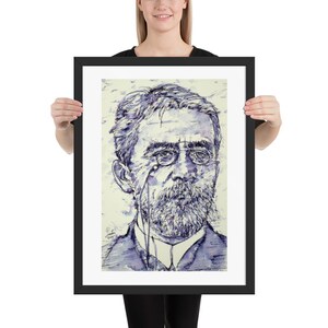 ANTON CHEKHOV watercolor & ink portrait - FRAMED poster - various sizes! art print painting illustration drawing cherry orchard theatre