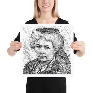 Elizabeth CADY STANTON ink portrait - POSTER - various sizes available! art print drawing painting illustration writer activist
