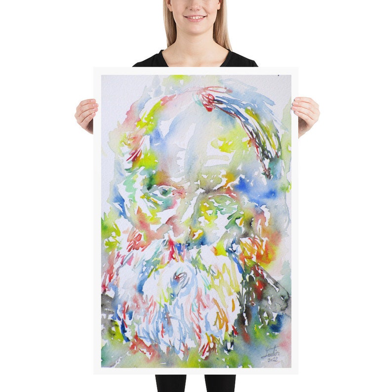 various sizes available POSTER MARTIN BUBER watercolor portrait art print