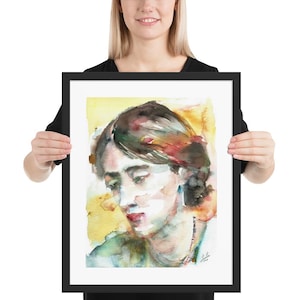 VIRGINIA WOOLF watercolor portrait - FRAMED poster - various sizes! art print painting illustration drawing mrs dalloway orlando writer