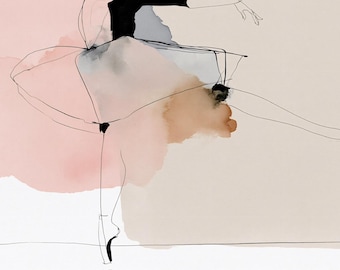 Ballerina Legs Poster, Minimalist Ballet Line Art, Abstract Watercolor Sketch, Soft Blush Wall Decor, Modern Pointe Shoes Print, Chic Gift
