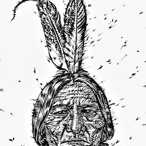 SITTING BULL ink portrait - POSTER - various sizes! art print hunkpapa lakota