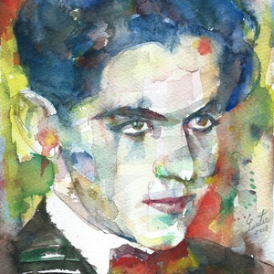 FEDERICO GARCIA LORCA watercolor portrait - poster- various sizes available - print!