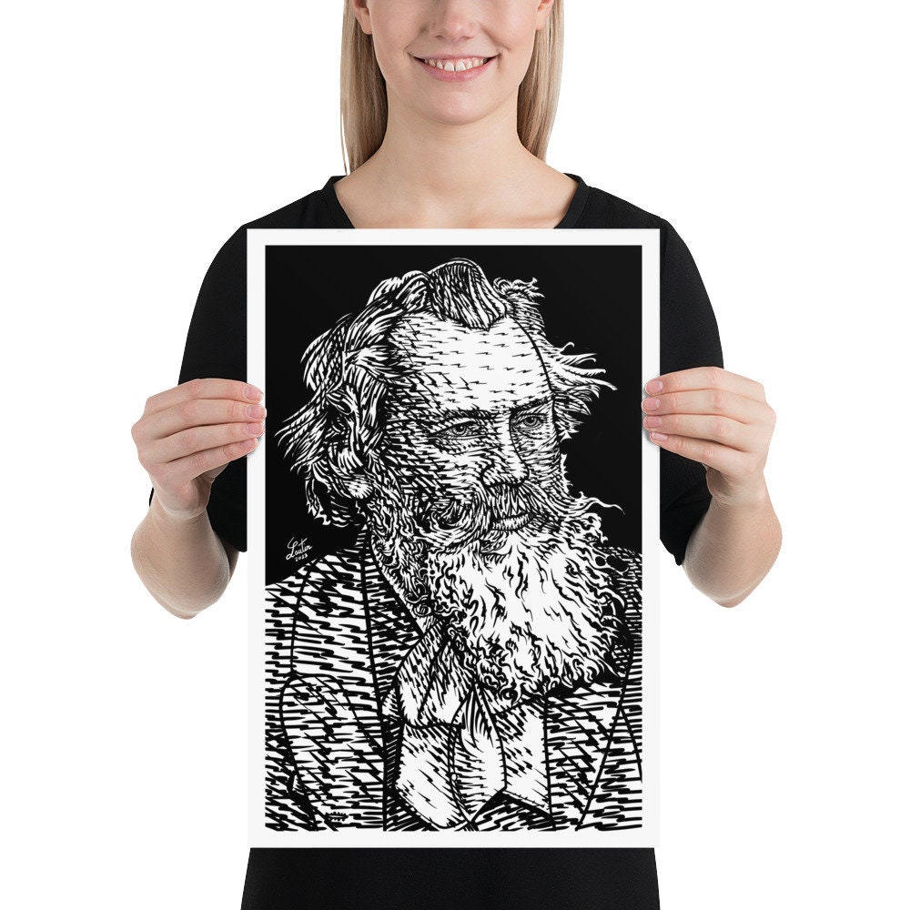 JOHANNES BRAHMS Ink Portrait - POSTER - Various Sizes Available