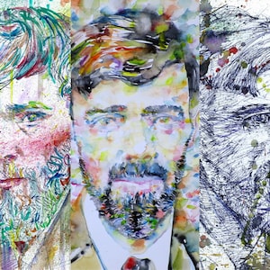 Three Times D. H. LAWRENCE - collage POSTER painting - various sizes available! art print