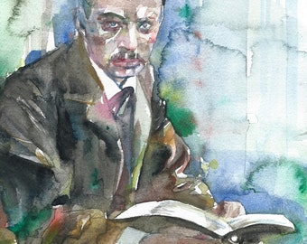 Retrato en acuarela de Rainer Maria Rilké - Póster - Disponible en varios tamaños. Impresión artística, pintura, poeta, poesía.