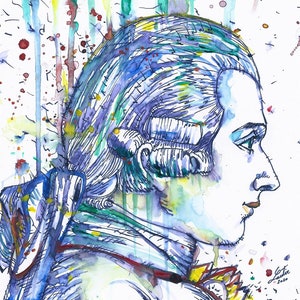 MARQUIS DE SADE watercolor and ink portrait  - poster - various sizes ! art print