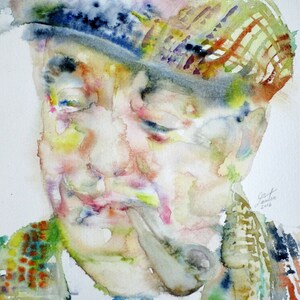 PABLO NERUDA Aquarell Portrait - POSTER - verschiedene Größen erhältlich! Druck Malerei Dichter Lyrik Schriftsteller Arbeit Schreiben Literatur