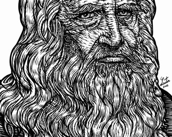 Retrato en tinta LEONARDO Da VINCI - POSTER - ¡varios tamaños disponibles! arte impresión dibujo escritor autor libro obras renacimiento toscana renacimiento