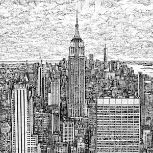 NEW YORK - pencil painting - POSTER - various sizes available! art print drawing city manhattan harlem hudson river skyline central park