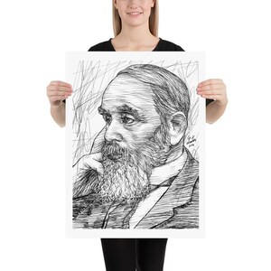 IVAN GONCHAROV ink portrait - POSTER - various available sizes! art print drawing painting illustration author book oblomov goncarov