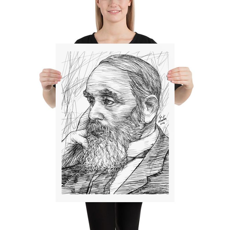 IVAN GONCHAROV ink portrait - POSTER - various available sizes! art print drawing painting illustration author book oblomov goncarov
