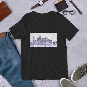 UNISEX t-shirt - ALCATRAZ ISLAND - watercolor painting - tshirt cloth dress t shirt apparel art print federal prison jail san francisco bay