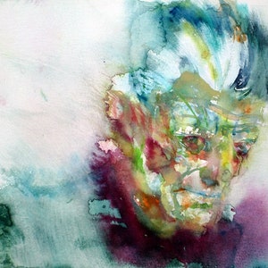 SAMUEL BECKETT aquarelle portrait - POSTER - différentes tailles! Art Gravure Peinture Godot
