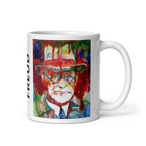 MUG - SIGMUND FREUD watercolor portrait - various sizes! white glossy mugs cup cups of coffee breakfast print psychologist psychology
