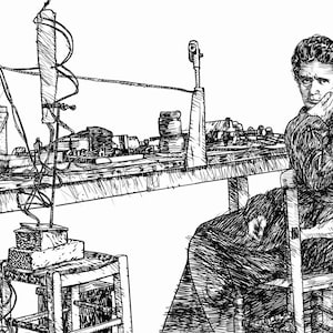 MARIE CURIE ink portrait - POSTER - various sizes available! art print drawing painting radioactivity atomic radio atom scientist science