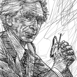 Portrait à l&#39;encre de BERTRAND RUSSELL - POSTER - différentes tailles disponibles ! impression d&#39;art oeuvre d&#39;écrivain oeuvres d&#39;écriture livre peinture dessin illustration