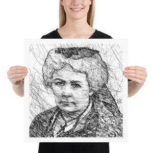 Elizabeth CADY STANTON ink portrait - POSTER - various sizes available! art print drawing painting illustration writer activist