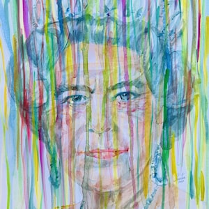 Queen ELIZABETH II watercolor portrait - POSTER - various sizes! art print windsor royal england crown monarch