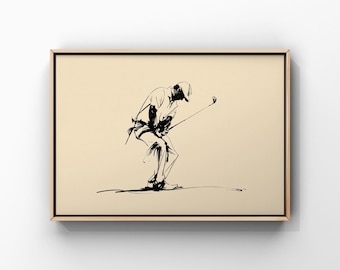 Angry Golfer Ink Sketch, Frustrated Player Poster, Mad Sportsman Line Art, Funny Golf Rage Wall Decor, Bad Day Club print, Digital Download