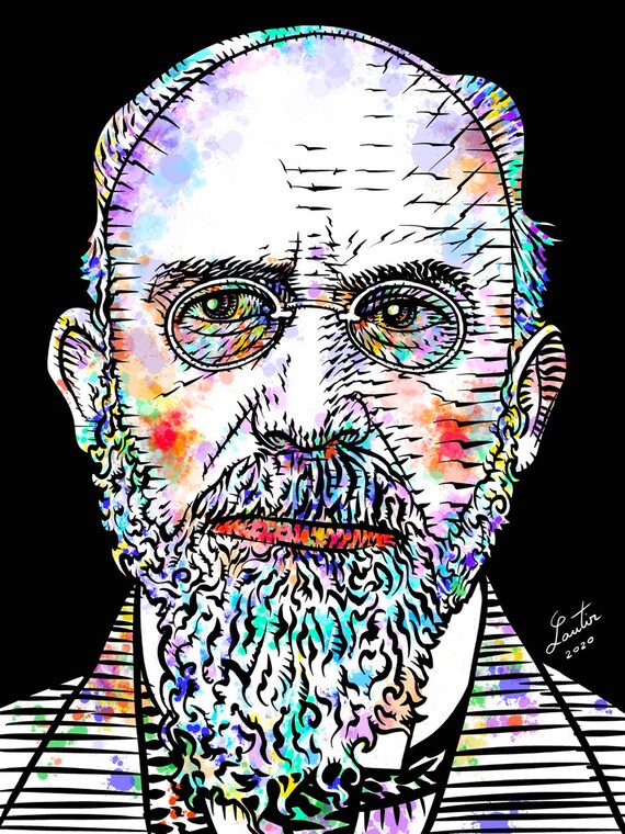 ERIK SATIE 水彩画＆インク肖像画 - ポスター - 各種サイズ！プリント