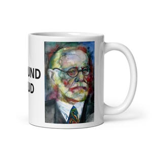MUG - SIGMUND FREUD watercolor portrait - various sizes! white glossy mugs cup cups of coffee breakfast print psychologist psychology