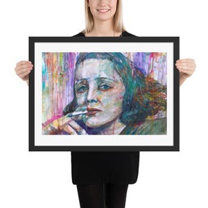 EDITH PIAF watercolor portrait - FRAMED poster -various sizes! art print painting illustration drawing chansonnier chanteuse singer