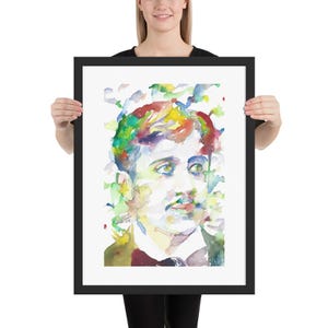 MARCEL PROUST watercolor portrait - FRAMED poster - various sizes! art print painting drawing writer author illustration author recherche