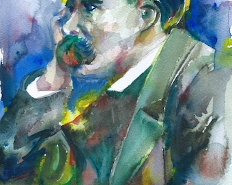 FRIEDRICH NIETZSCHE watercolor portrait - POSTER - various sizes available - print!