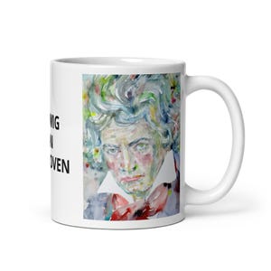 MUG - LUDWIG Van BEETHOVEN watercolor portrait - various sizes available! art white glossy mugs cup cups of coffee breakfast print composer